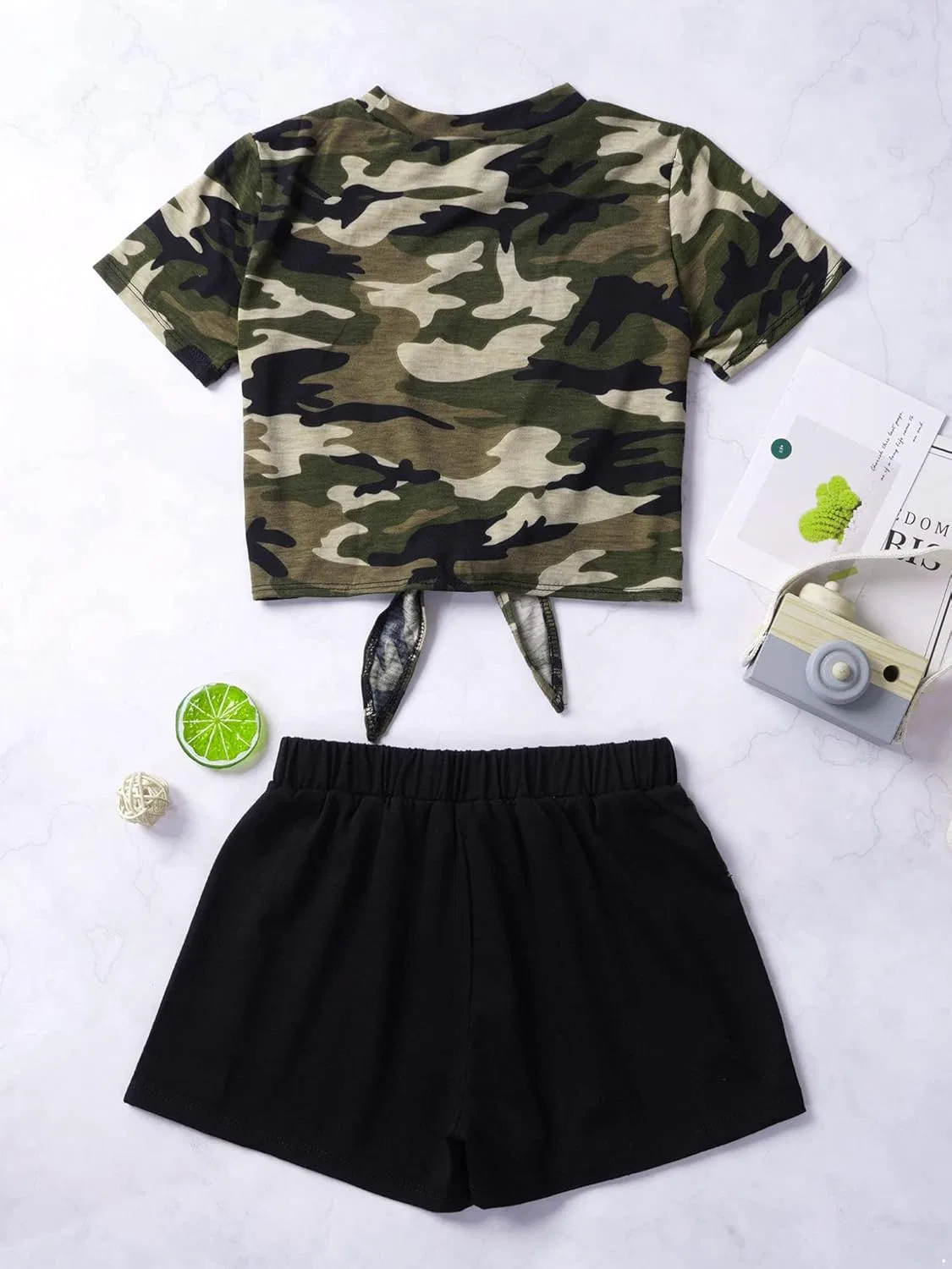 Детский спортивный костюм из 2 предметов с принтом леопарда или камуфляжа Kaerm Green Camouflage — фото 4