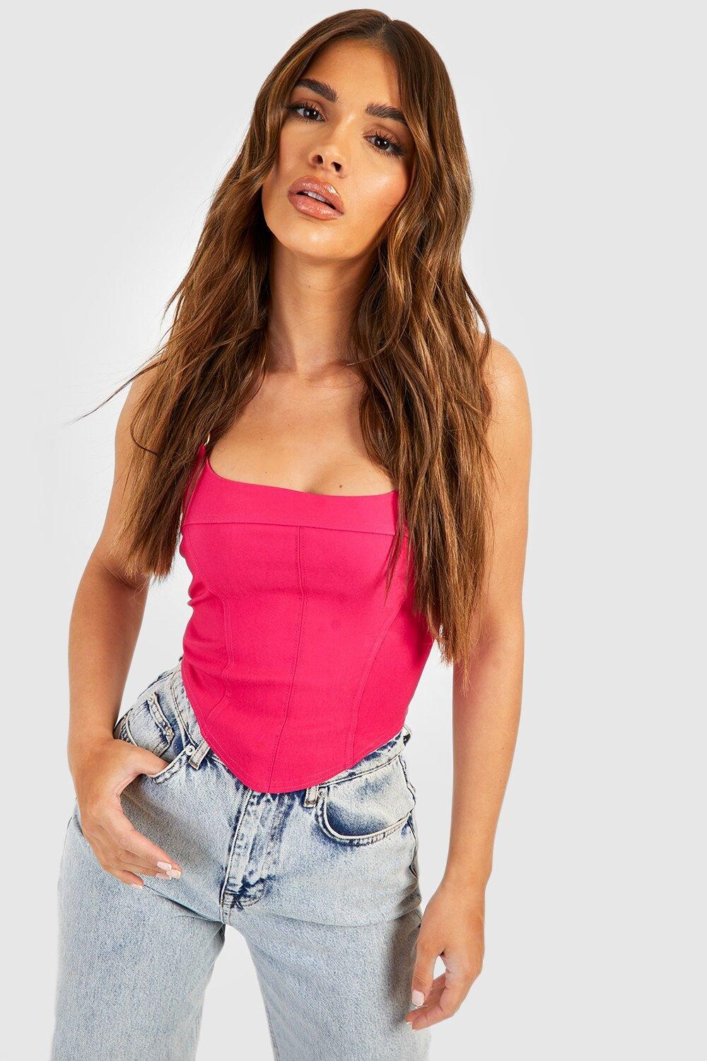 

Корсетовый топ с кольцами Boohoo, розовый