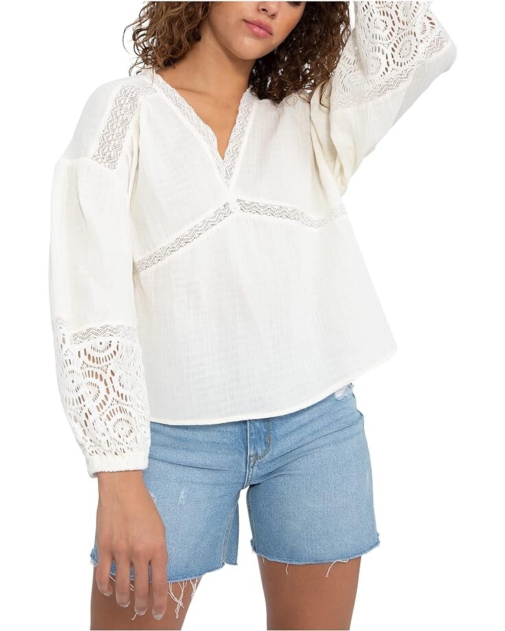 

Топ Sanctuary Heirloom Gauze with Lace Popover, цвет Muslin