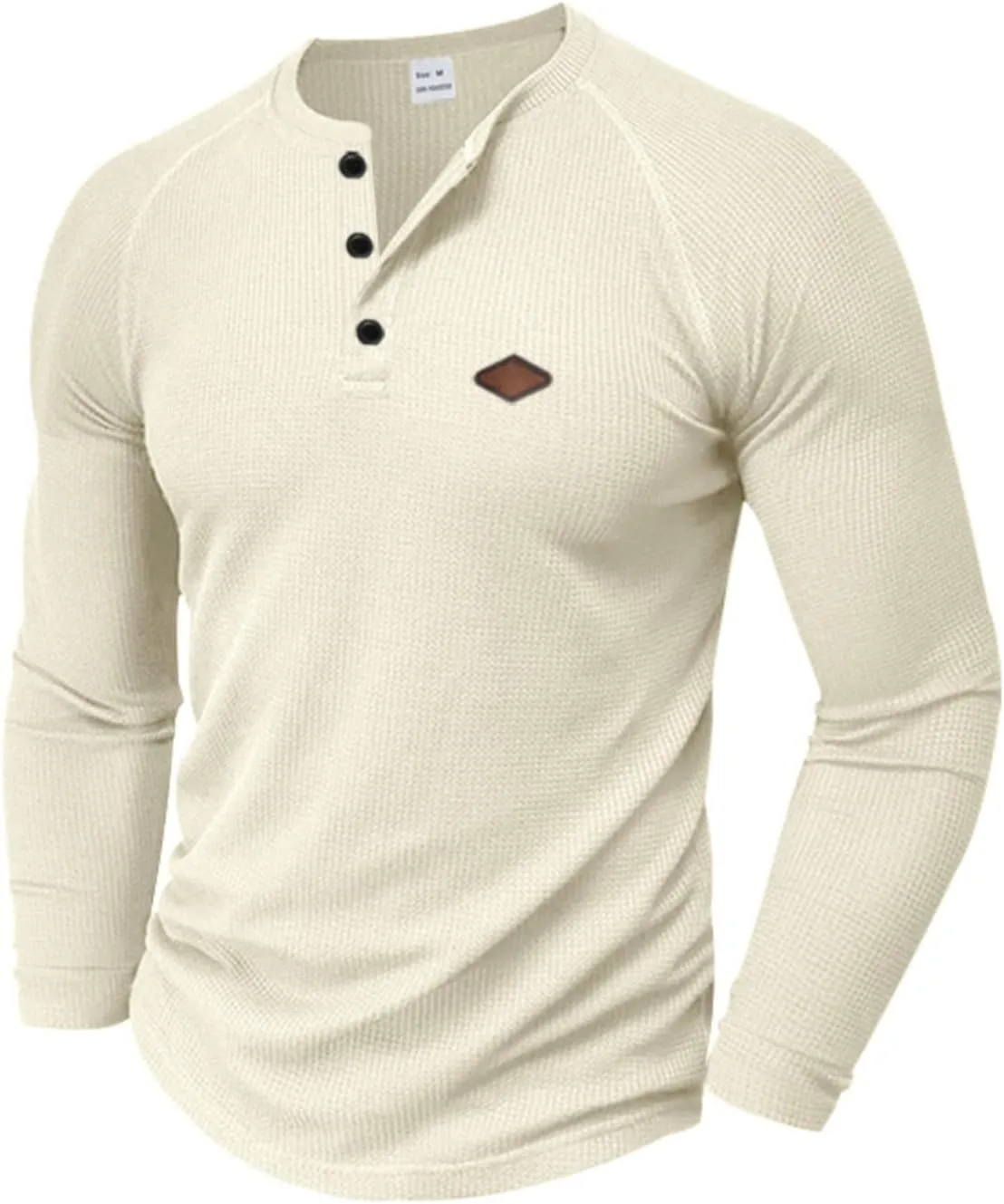 

Мужская футболка-хенли с длинным рукавом, V-образным вырезом и пуговицами, Muscle Fit Xiaojmake