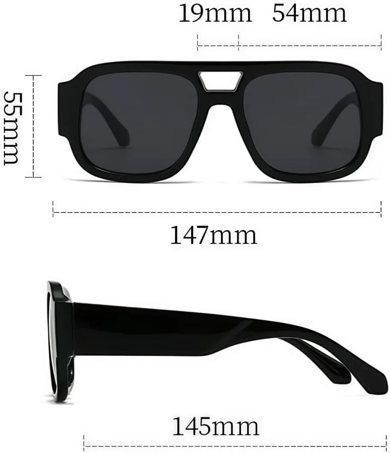 

Большие ретро-солнцезащитные очки-пилот квадратной формы для женщин и мужчин, винтажные солнцезащитные очки в толстой оправе в стиле 70-х годов MAZNVISO, Gray