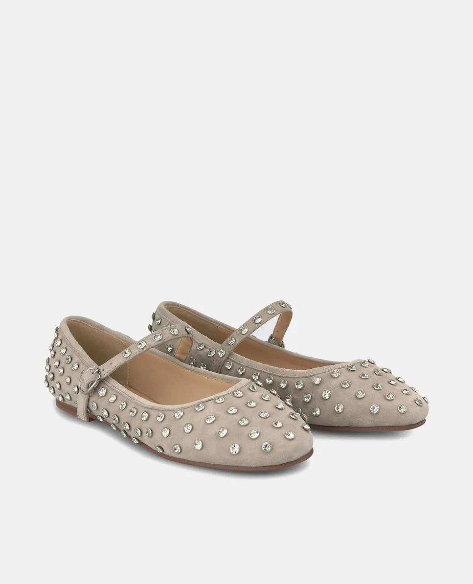 Женские балетки с застежкой на пряжке и декоративными шипами Alma En Pena, бежевый — фото 2