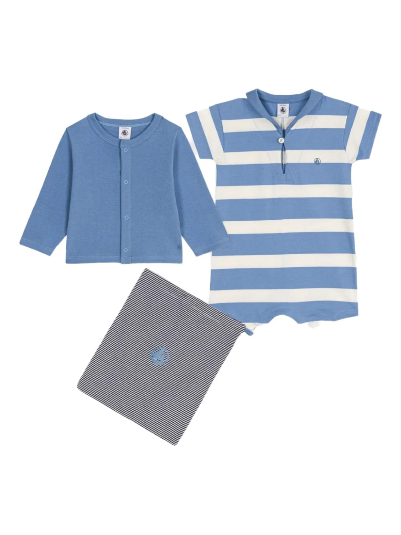 

Полосатый комбинезон Petit Bateau (комплект из двух шт.), синий
