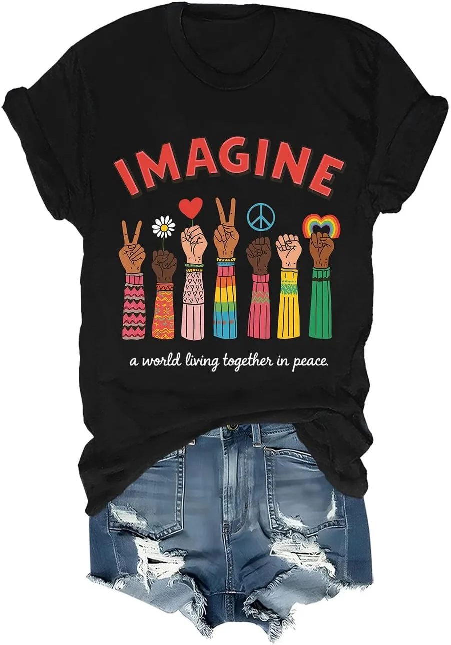 

Футболка с принтом "Imagine a World Living Together in Peace" olermale