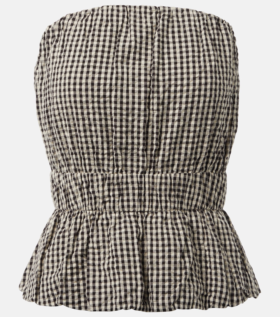 

Топ Aurelia из хлопка в клетку Posse, Gingham Black Cream