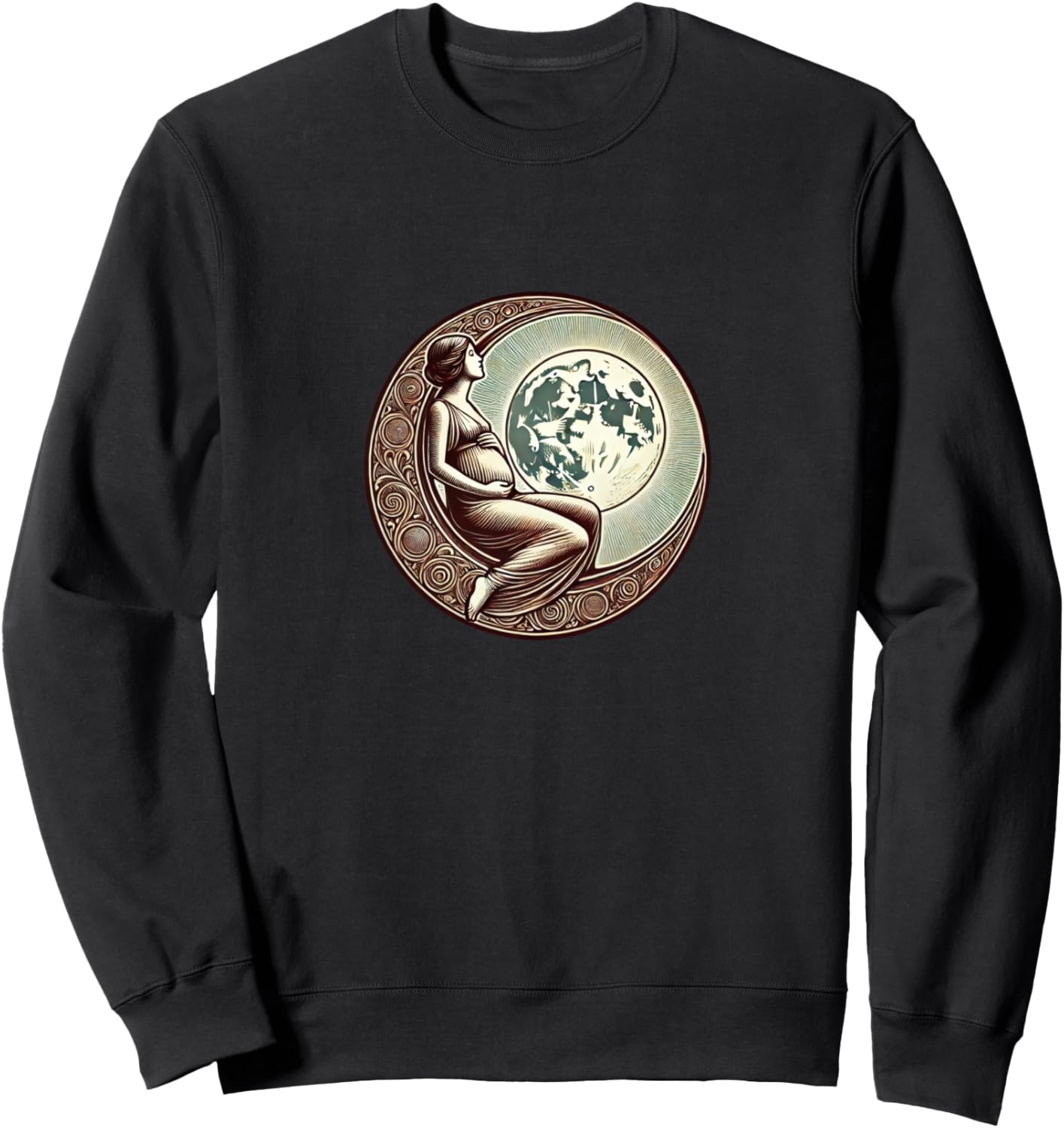 

Толстовка Luna с изображением беременной богини Moonchild Retro Moons Arts Snugg, черный