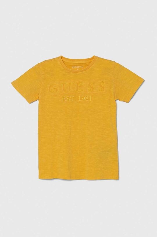 

Детская хлопковая футболка Guess, желтый