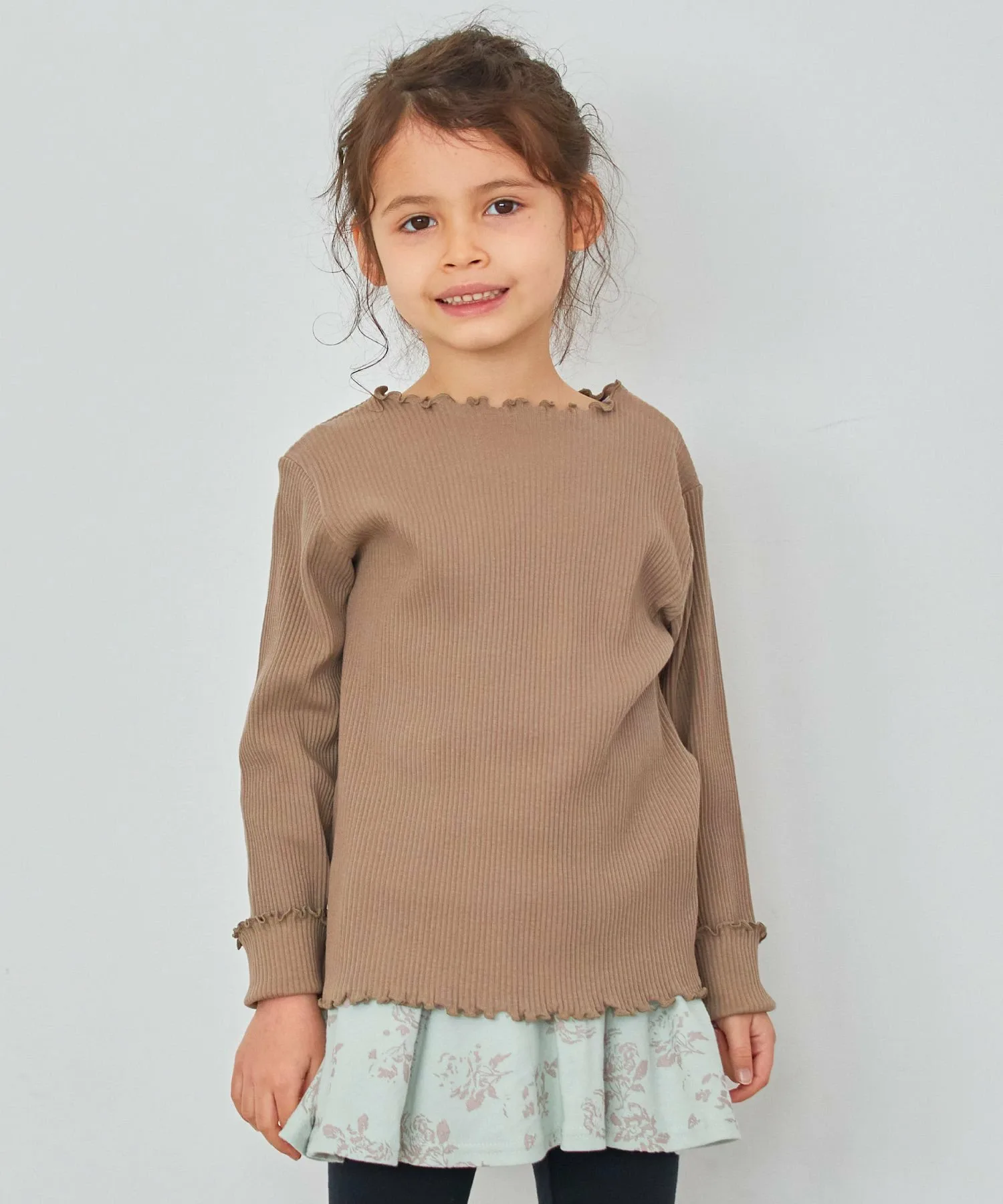 Ребристый топ с круглым вырезом Ever Closet, brown