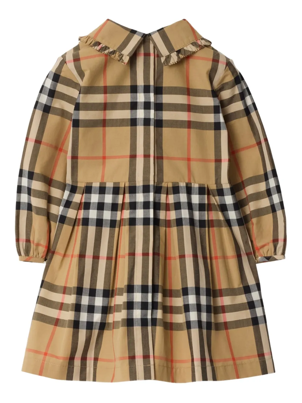 Клетчатое повседневное платье со сборками BURBERRY KIDS, коричневый — фото 2