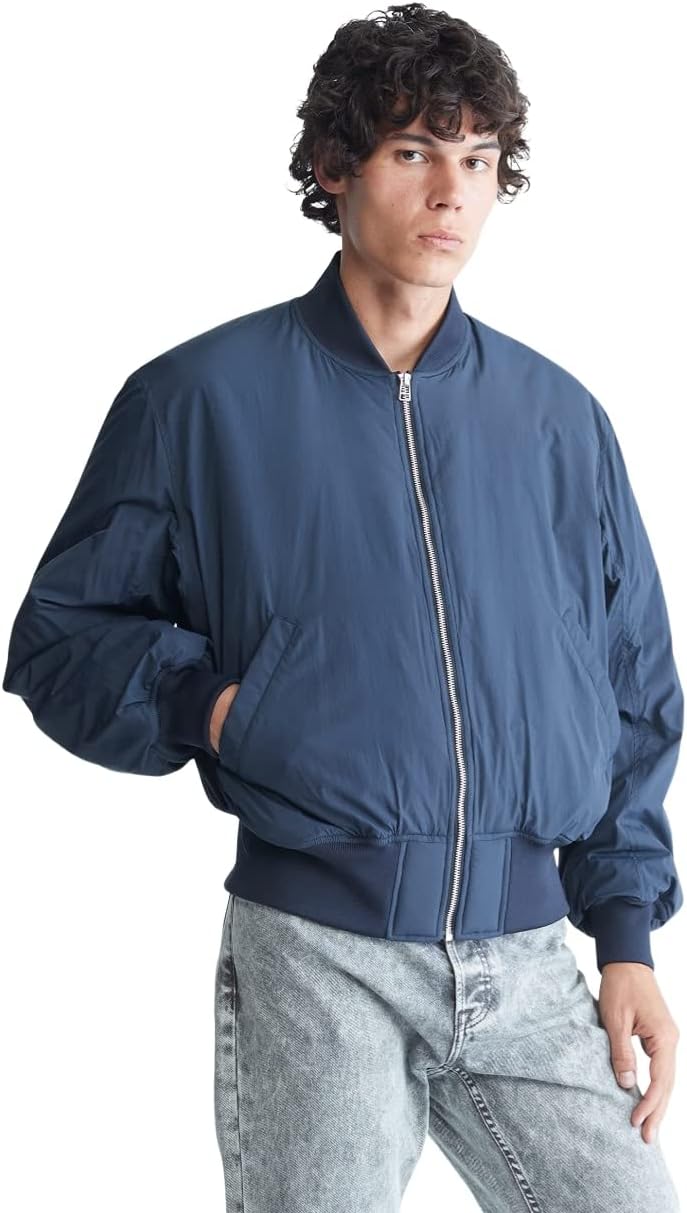 

Мужская матовая куртка-бомбер на молнии с логотипом Calvin Klein Mens, Dark Sapphire