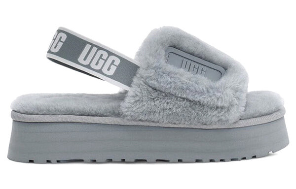Модные сандалии диско слайд уютные толстая подошва повседневные тапочки Ugg, серый — фото 3
