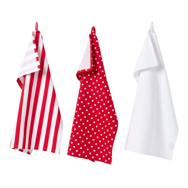 

Кухонное полотенце Homescapes Set 3 шт Polka Dots rot, 50x1x70 см, разноцветный