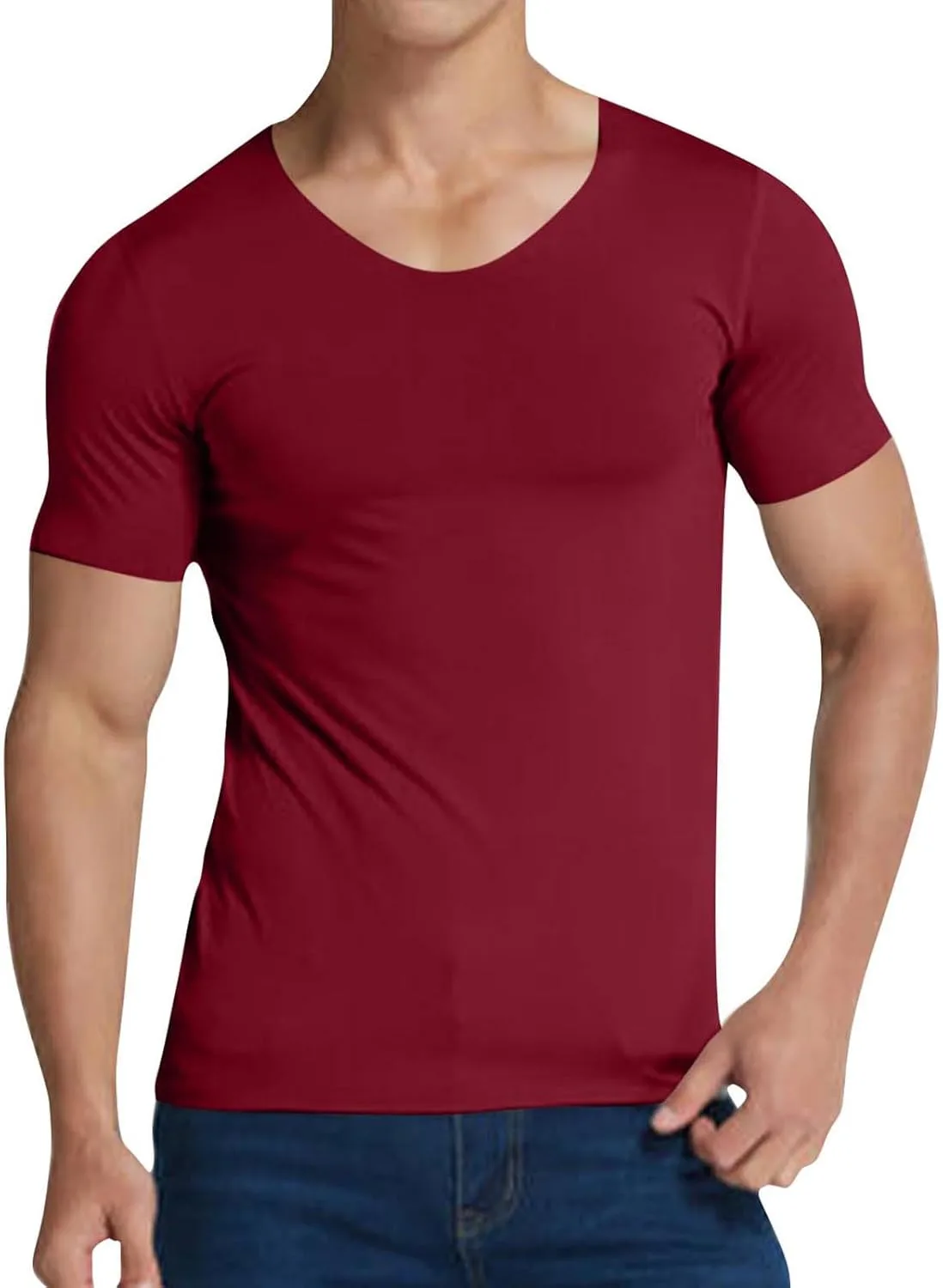 

Мужская футболка Ice Silk с коротким рукавом, V-образным вырезом и Slim Fit OSFVNOXV