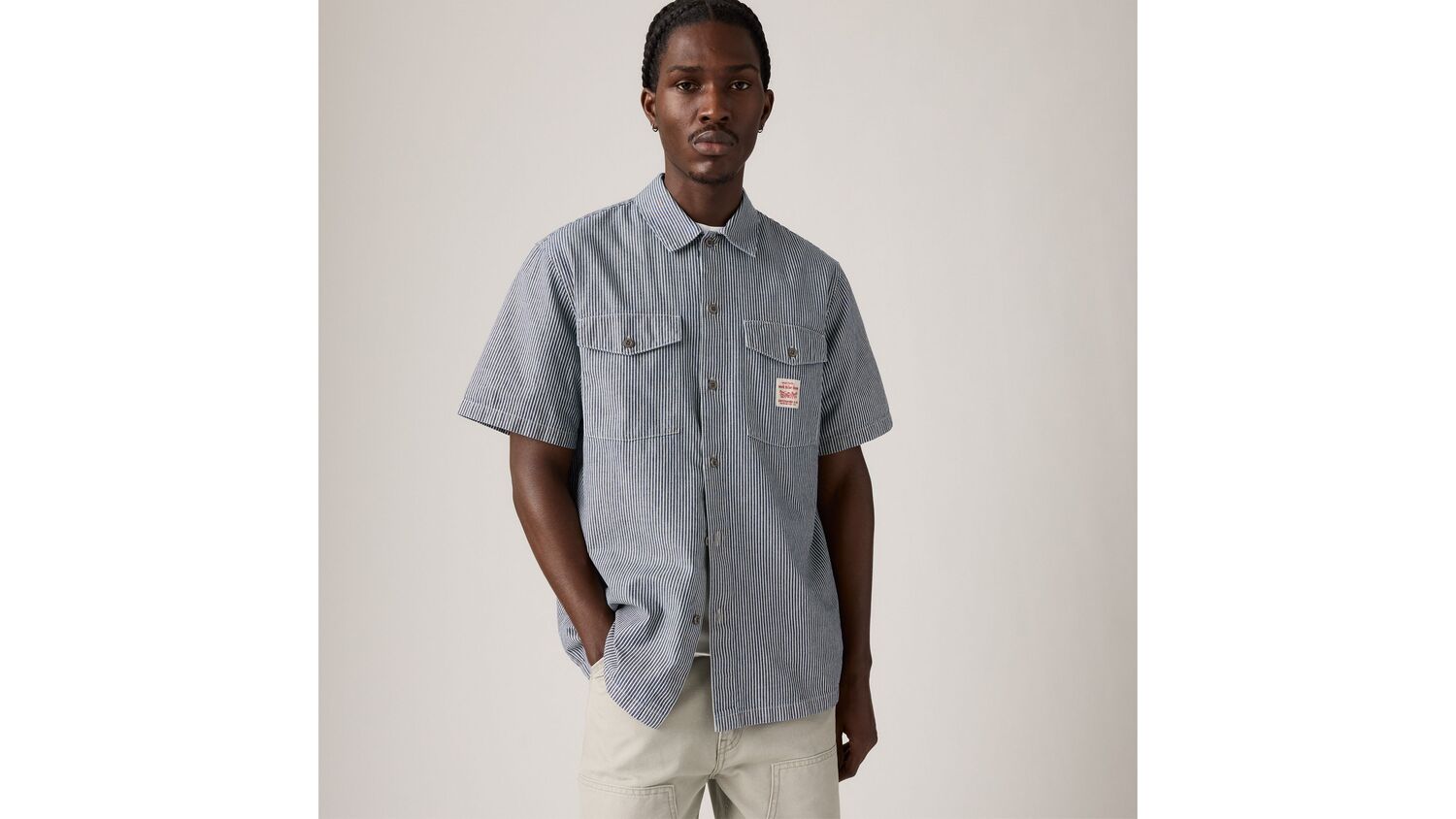 

Рубашка рабочая с коротким рукавом Levi's, Washington Stripe Ii - Medium Wash