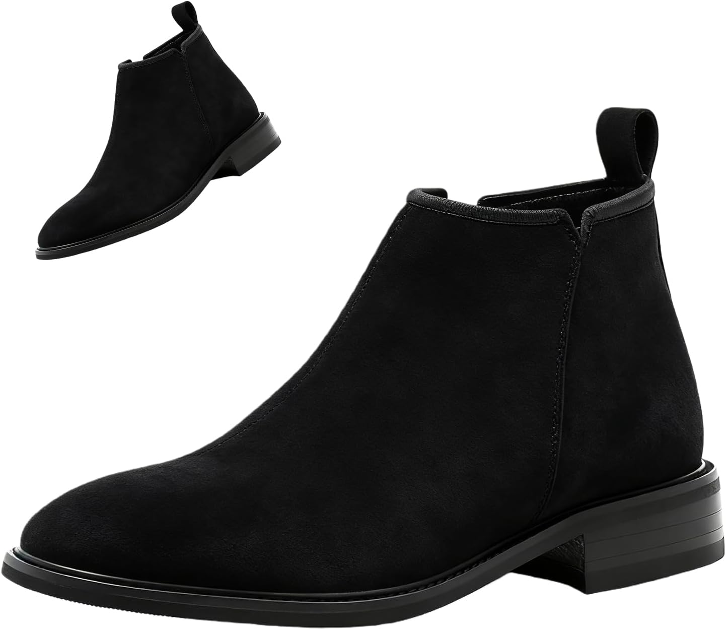 

Мужские замшевые челси с острым носком, ботинки до щиколотки с боковой молнией, модные, удобные, без застежки, с массивным каблуком, противоскользящие, для офиса, свадьбы и работы Nxnbhsl, черный