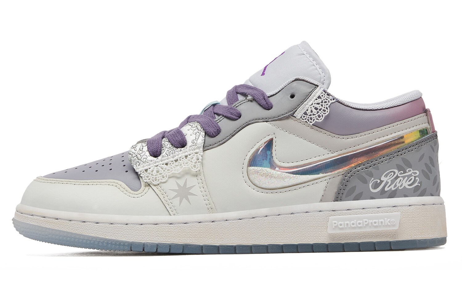 

Кроссовки Air Jordan 1 Vintage Basketball Shoes Women's Low-top Silver/gray/purple, светло-фиолетовый