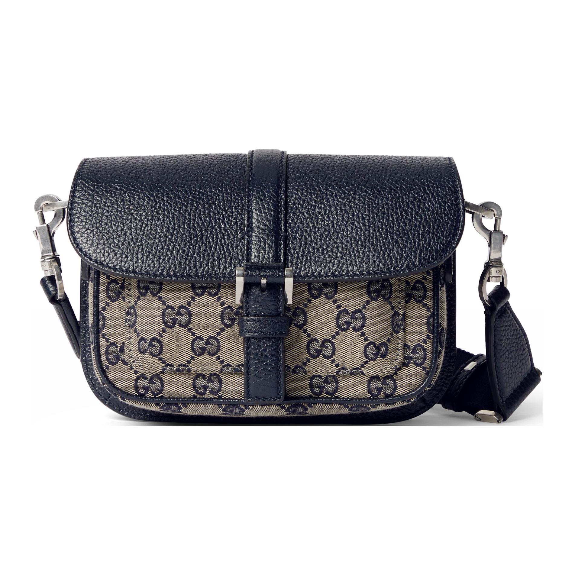 GUCCI Сумка через плечо Canvas с кожаными деталями, кроссбоди экстра мини мужская, beige & blue