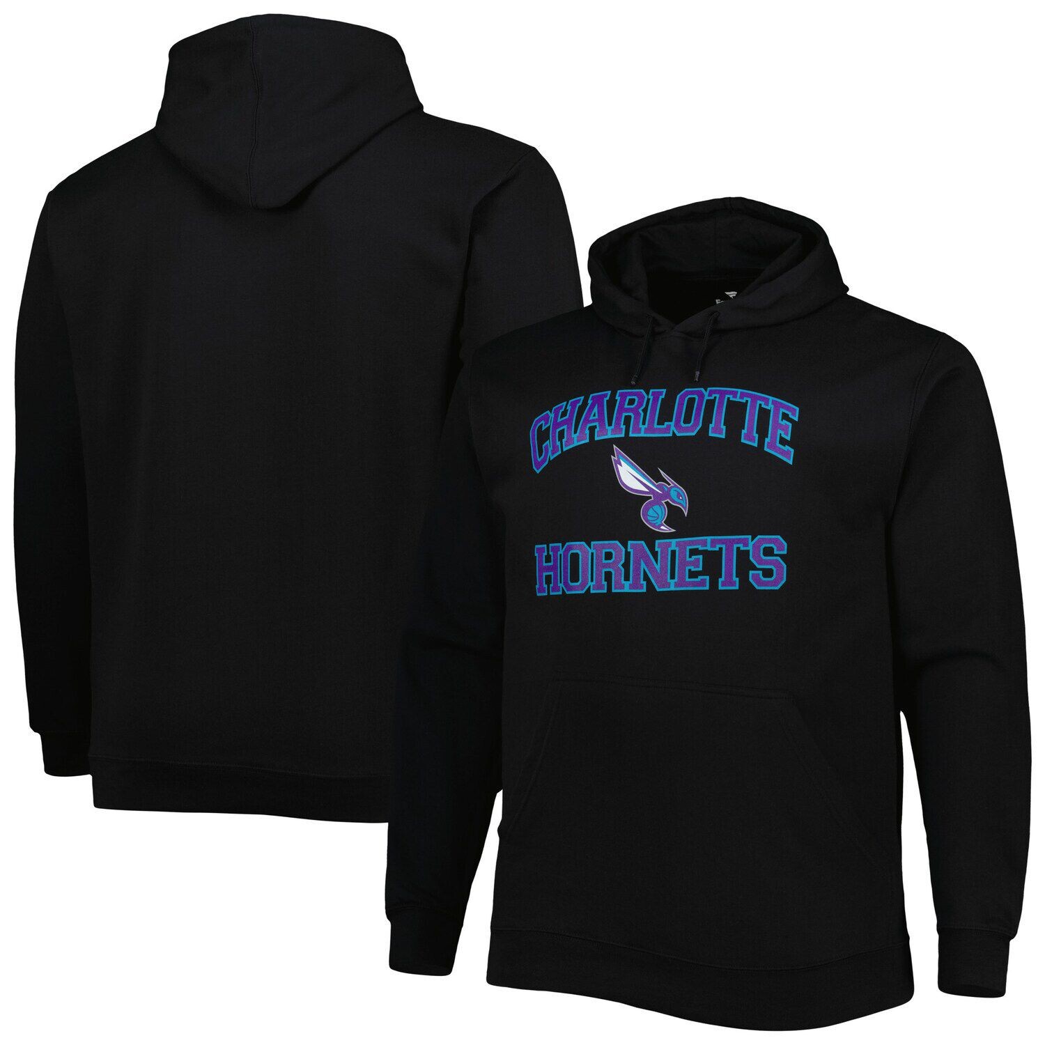 

Мужской черный пуловер с капюшоном Charlotte Hornets Big & Tall Heart & Soul