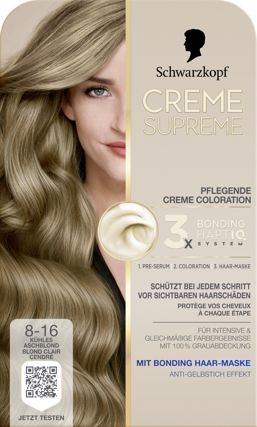 

Краска для волос CREME SUPREME Pflegende Coloration 8-16 Kühles Aschblond