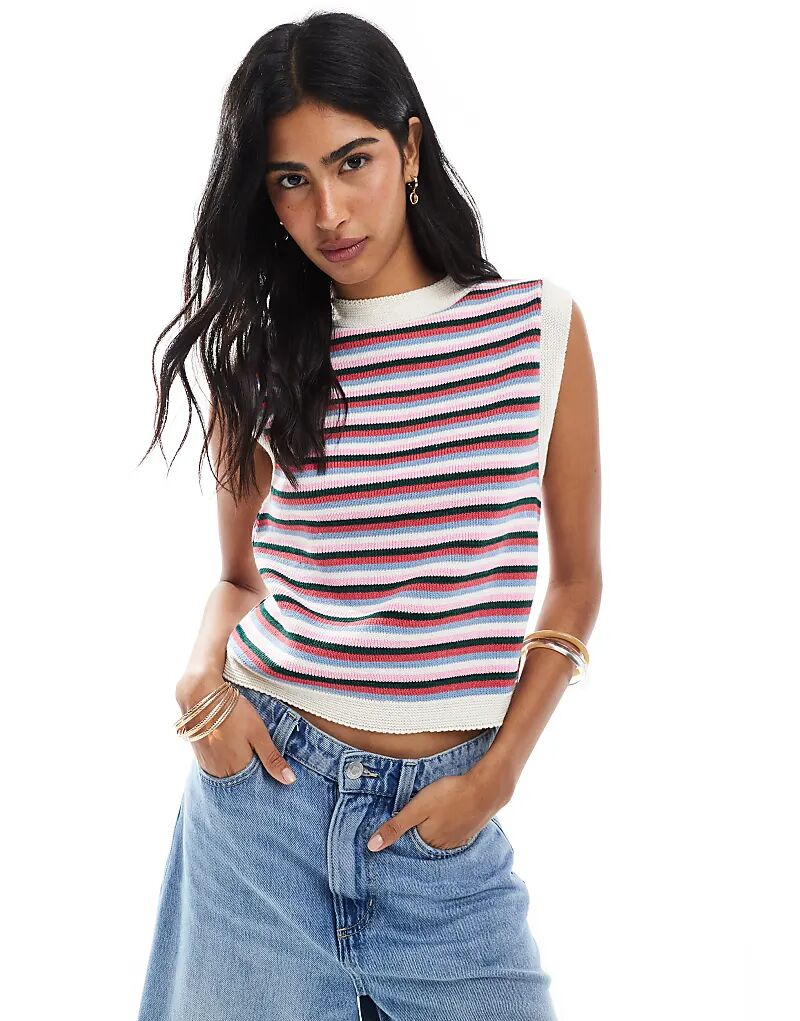 

Трикотажная майка ASOS DESIGN в разноцветную полоску