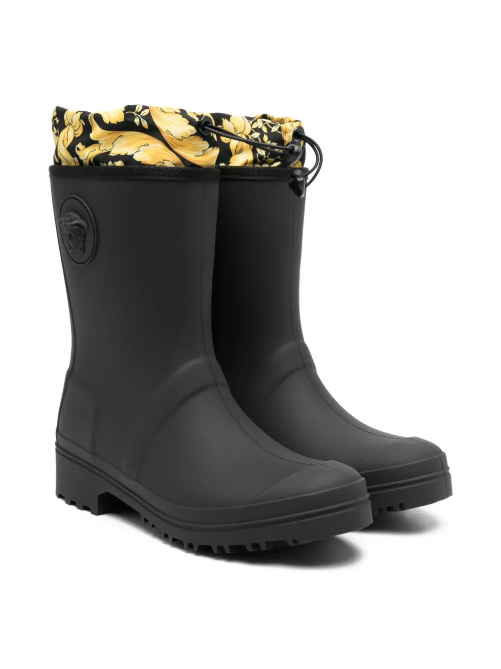 

Резиновые сапоги с принтом в стиле барокко Versace Kids, черный