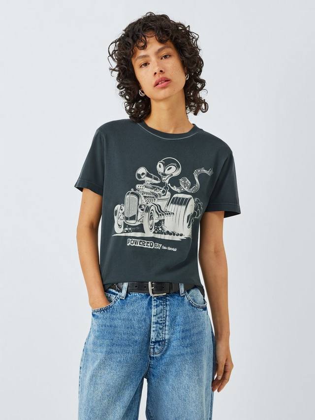 

Небесная хлопковая футболка Deus ex Machina, Grey/White