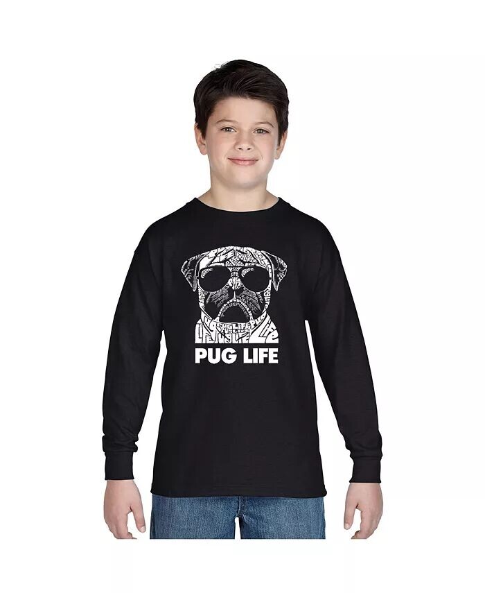 

Футболка с длинным рукавом Big Boy's Word Art - Pug Life LA Pop Art, черный