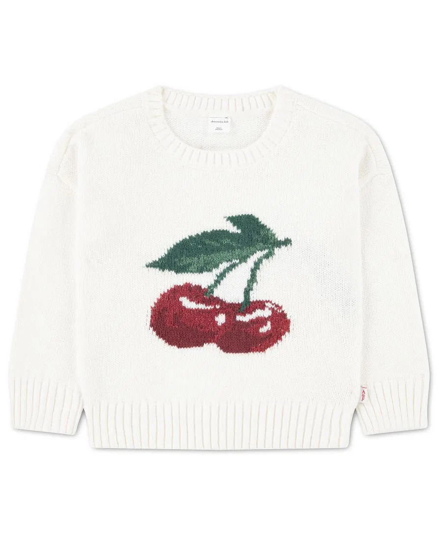 Детский свитер оверсайз вишневого цвета для девочек 2T-5T Abercrombie Kids, белый