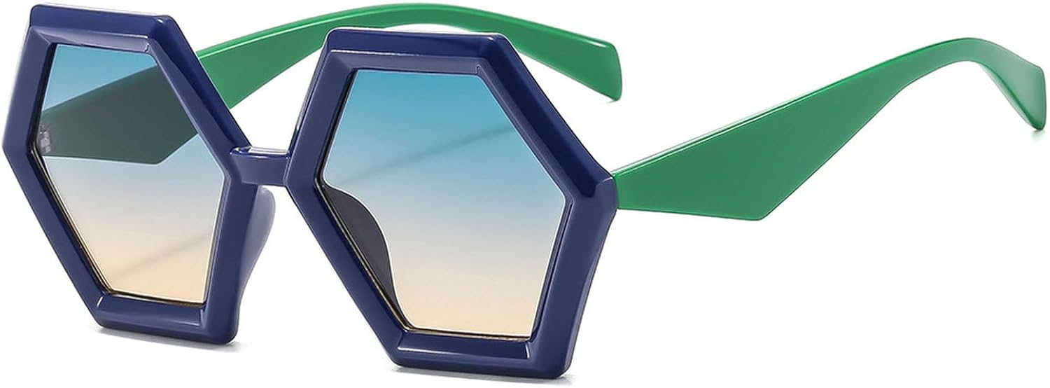 

Солнцезащитные очки COTIA в стиле ретро: многоугольные и шестиугольные, женские, с градиентным переходом цвета, квадратные, модные мужские, двухцветные, трендовые, Blue