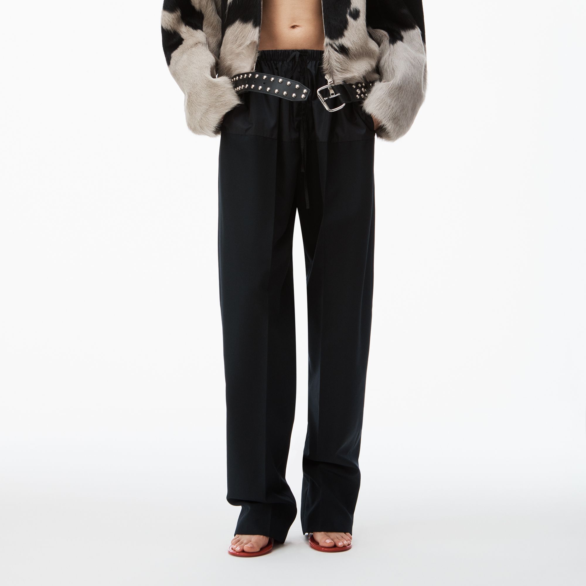 Брюки нейлоновые на шнурке Alexander Wang, черный — фото 4