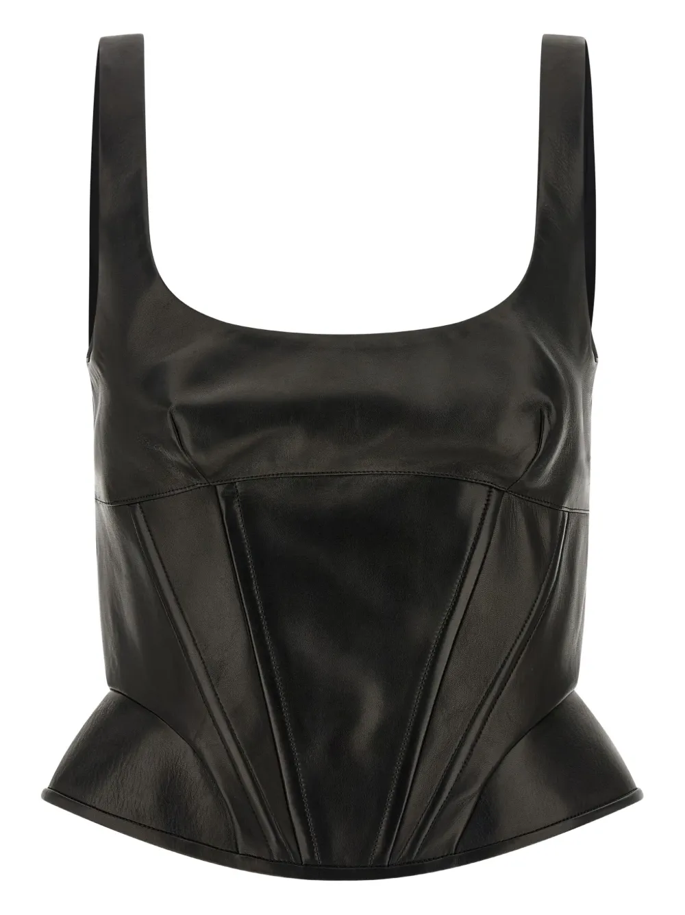 

Кожаный топ-бюстье Peplos Ermanno Scervino, черный