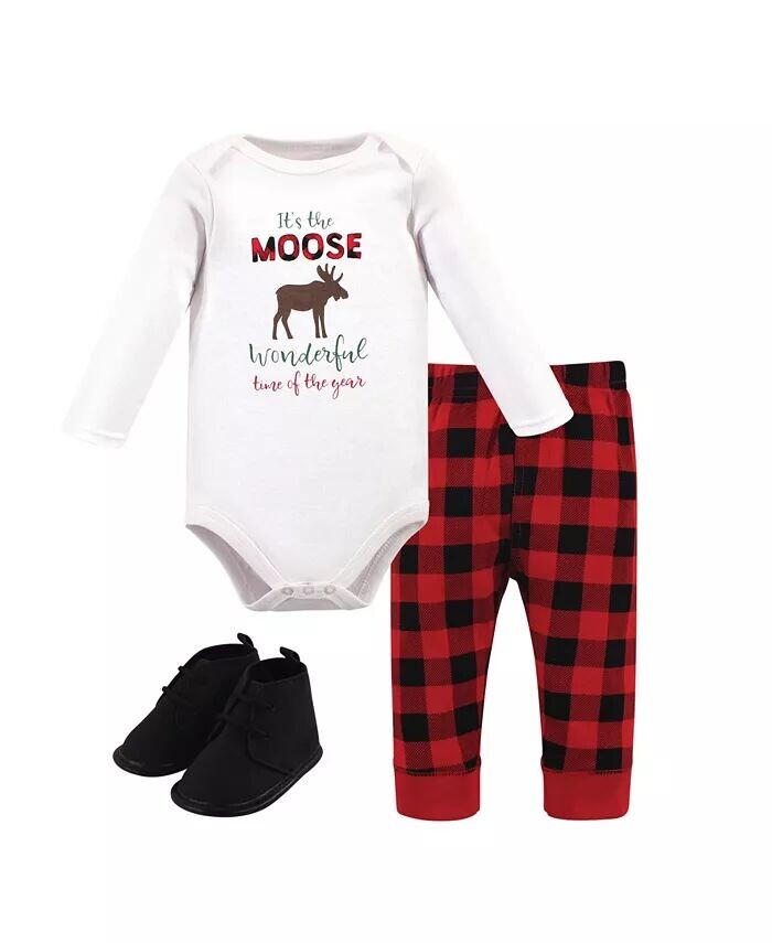 

Комплект боди, штанов и обуви Moose Wonderful Time для маленьких девочек и мальчиков, 3 шт Hudson Baby, мультиколор