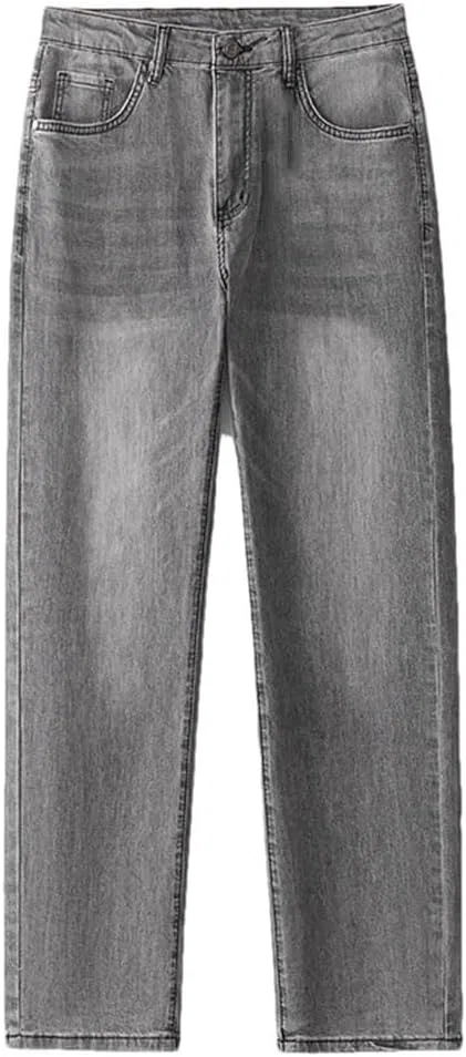 Джинсы прямые, узкие, серые, Men's Stretch Slim Straight Jeans Regular Fit Casual Summer Denim Trousers Fashion Pants