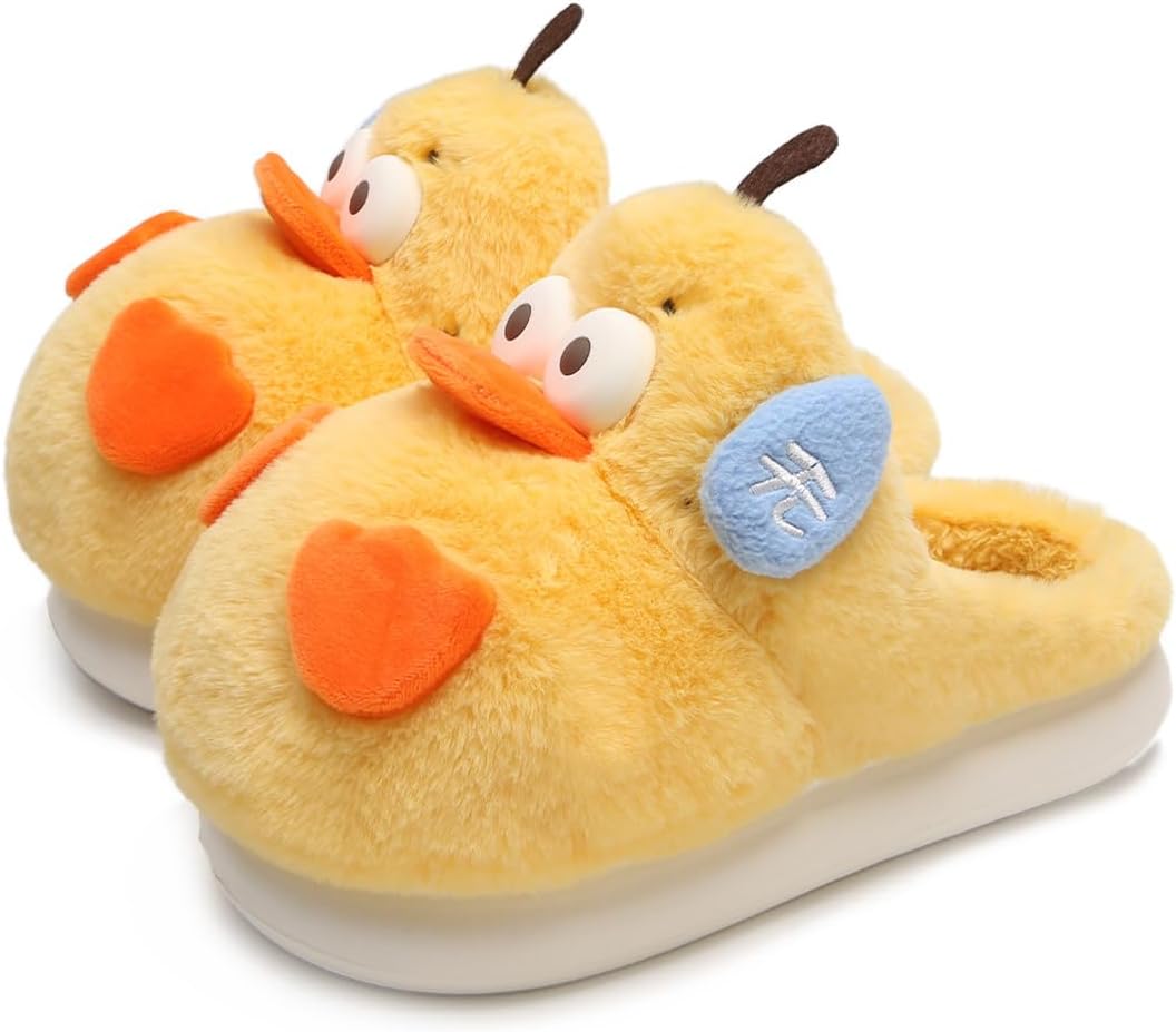 

Тапочки с пряжкой для женщин и мужчин, теплые, с флисовой подкладкой, милые зимние тапочки, пушистые домашние тапочки для дома и улицы Yafirgeer, желтый