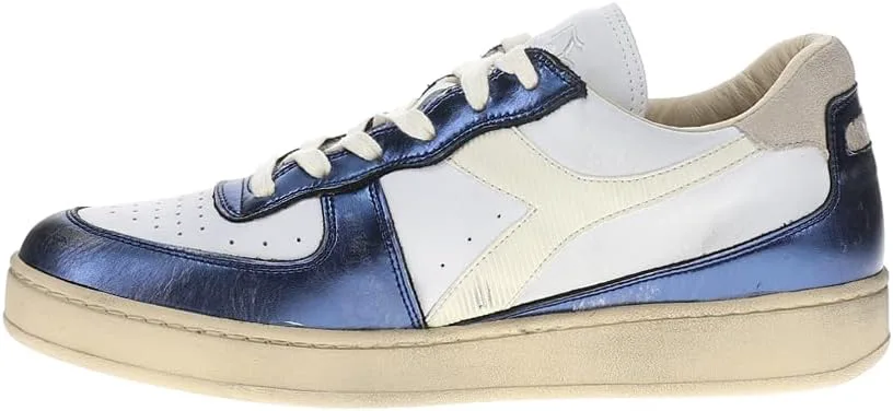 Мужские кеды Diadora Mi Basket Low Metallic Dirty с шнуровкой, повседневные - белые, белый — фото 3