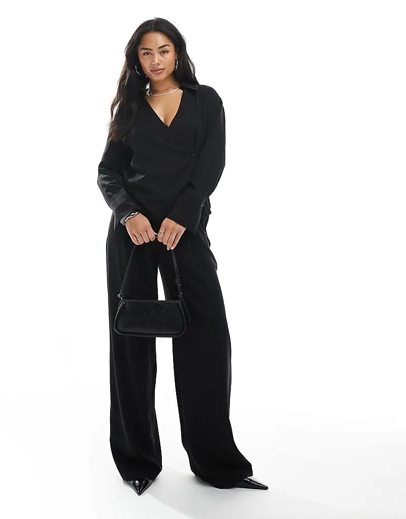 

Широкие брюки-папы ASOS DESIGN из лиоцелла черного цвета — часть комплекта