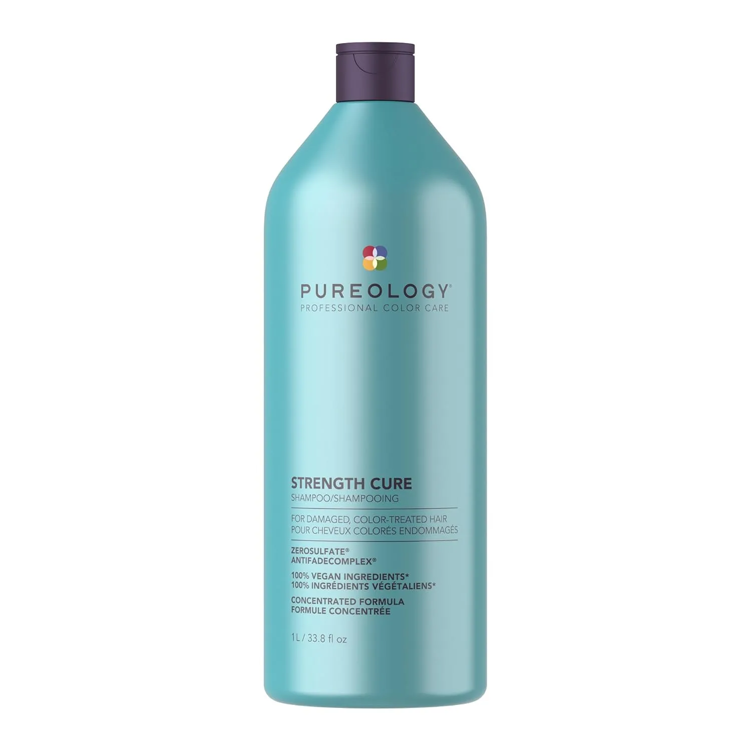 Шампунь Pureology Strength Cure - для поврежденных или окрашенных волос, укрепляет волосы, предотвращает ломкость, запечатывает секущиеся кончики, веганский продукт, без сульфатов. 1000 мл (1 шт.)