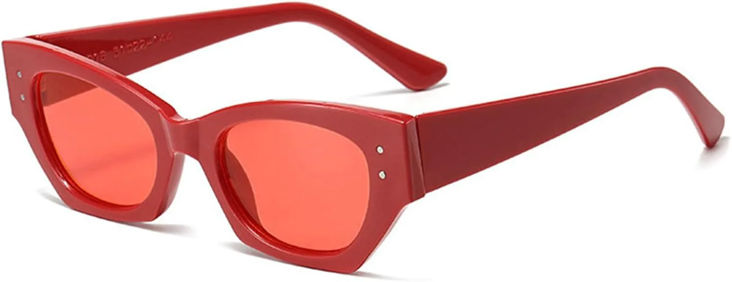 

Модные солнцезащитные очки Helena для женщин и мужчин в винтажном стиле Y2K, маленькие очки «кошачий глаз», популярные мужские очки с заклепками, узкие очки, C5