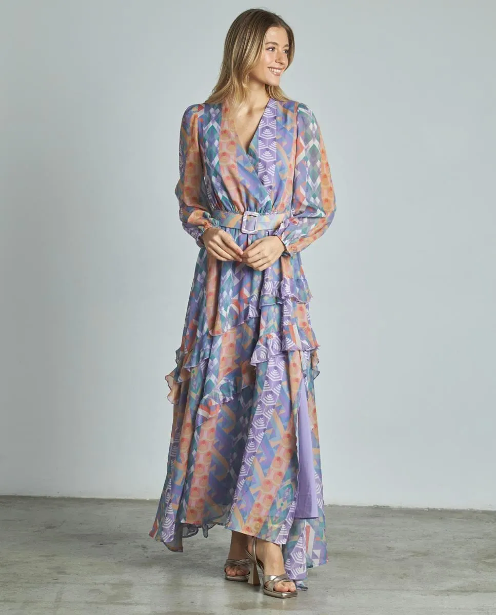 

Длинное платье с V-образным вырезом Alma en Pena, мультиколор