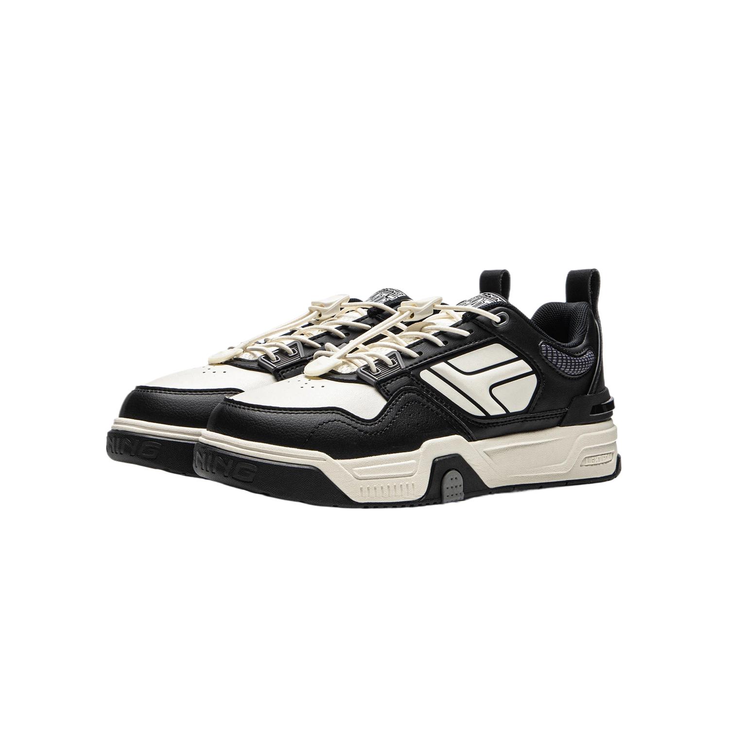 SKATE 80S Sports Lifestyle Rebound Support Низкие детские кроссовки для повседневной жизни LINING YOUNG, черный/слоновая кость — фото 3