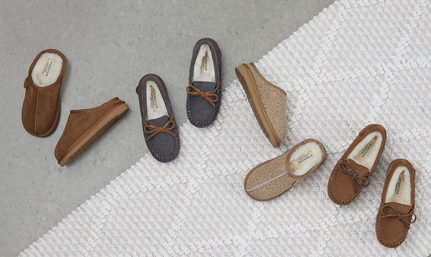 Тапочки Fireside от Dearfoams для детей и взрослых, модель Dempsey с натуральным мехом, для дома и улицы Fireside By Dearfoams, Leopard — фото 2