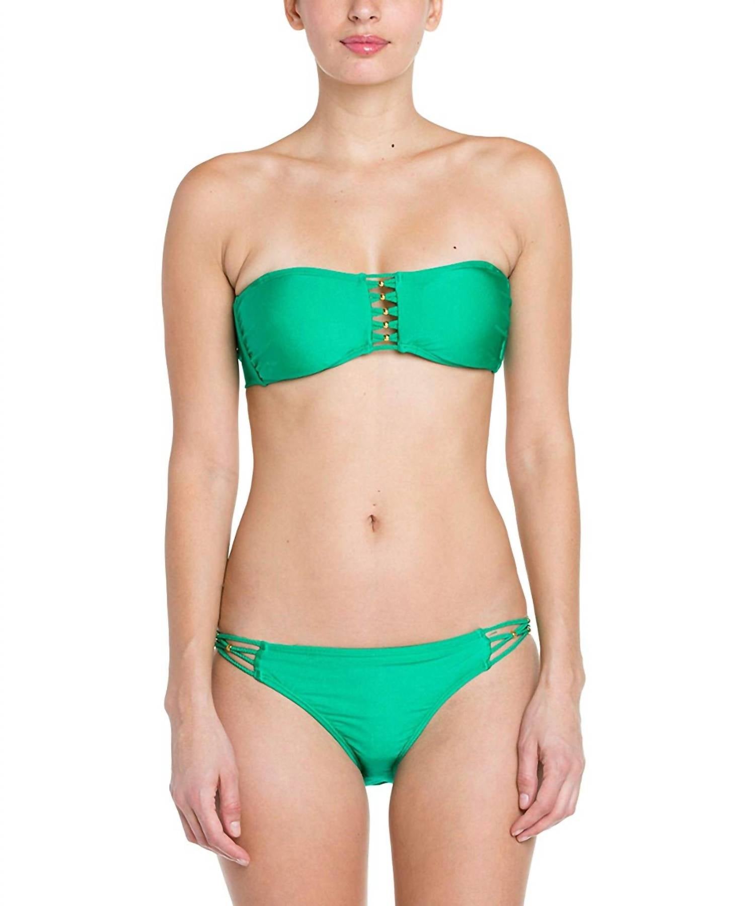 

Женский плетеный полный бикини-низ в цвете Jade Green PQ Swim
