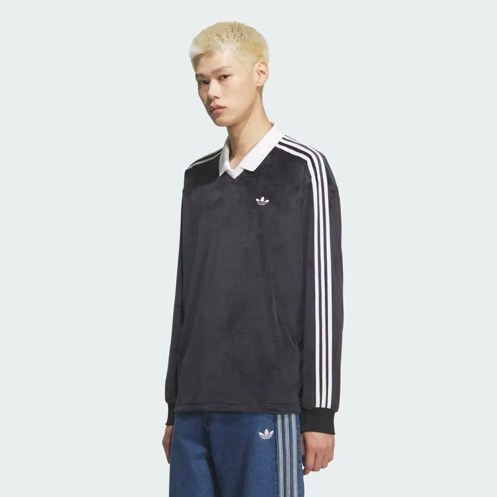 Велюровая рубашка-поло Adidas с длинным рукавом Adidas, black — фото 3