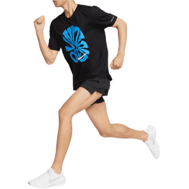 Футболка RISE 365 Run Energy мужская черный/белый горный пик Nike — фото 4