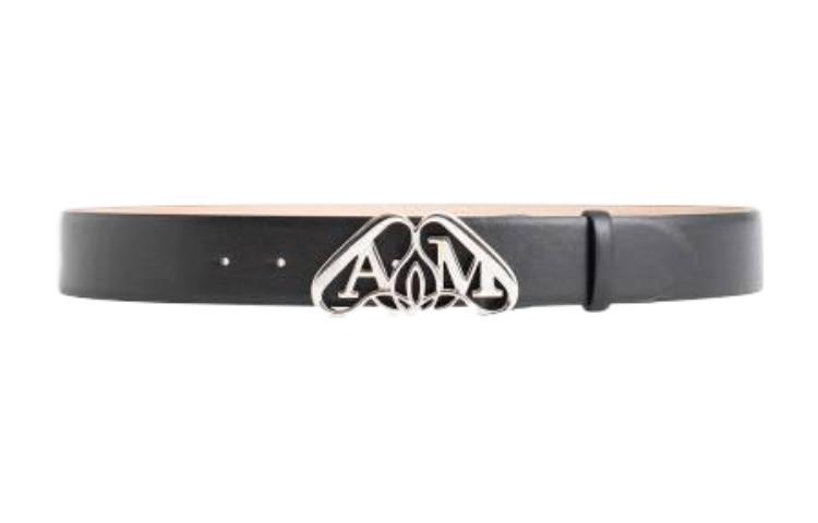 

Alexander McQueen Кожаный ремень с логотипом тюленя, Black