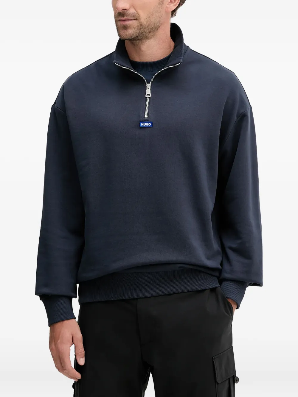 

Толстовка с высоким воротником на молнии HUGO, синий