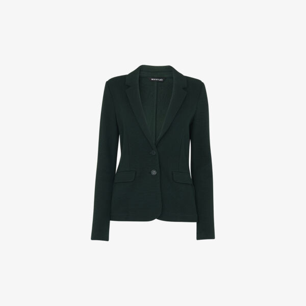 

Однобортный пиджак Slim-Fit из хлопкового джерси Whistles, зеленый