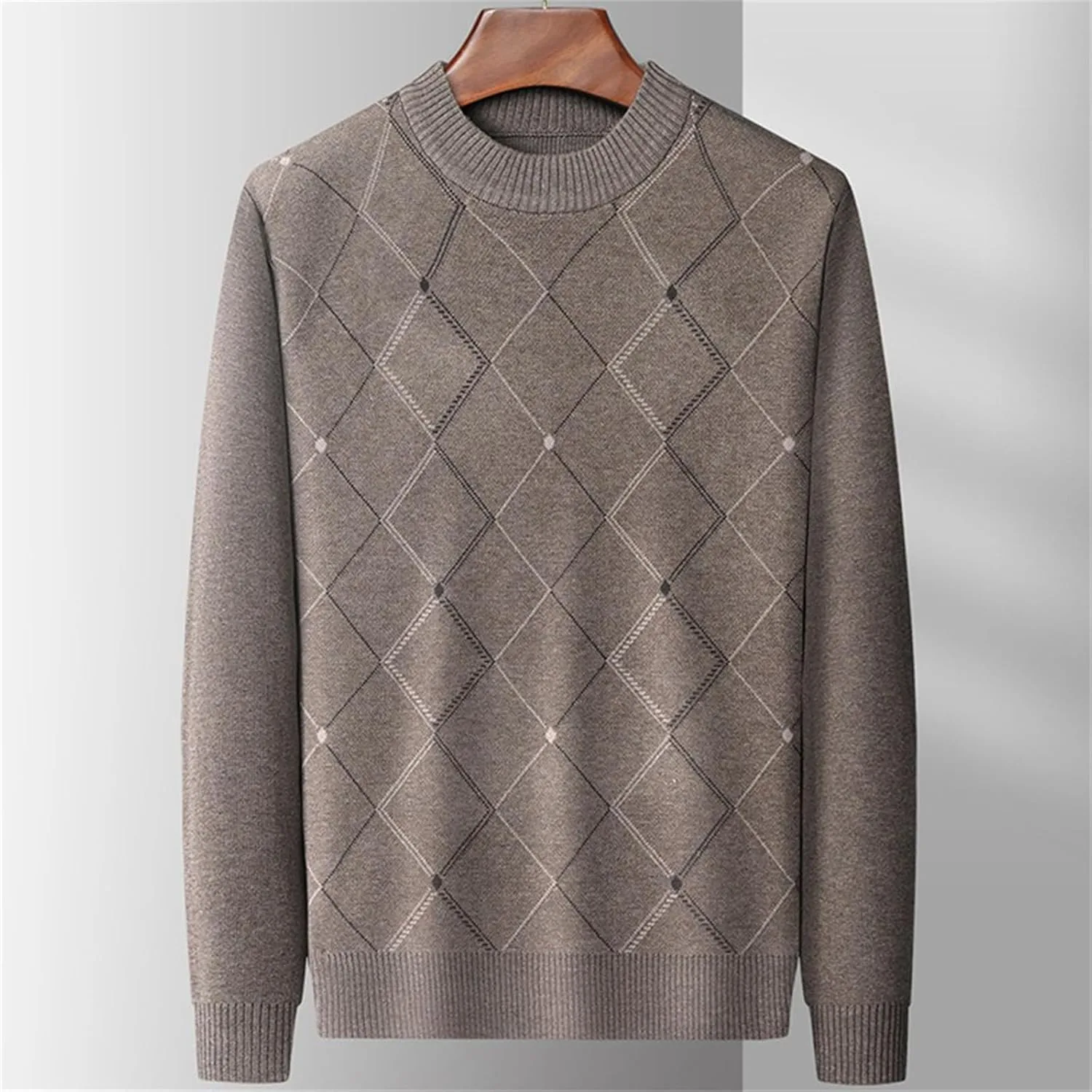 Мужской свитер с V-образным вырезом Slim Fit Argyle Pattern — фото 3