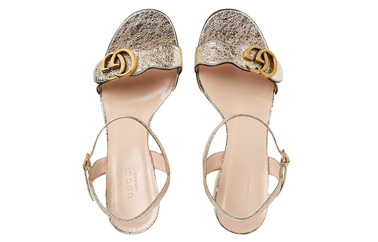 Сандалии из металлизированной кожи на среднем каблуке Gucci — фото 4