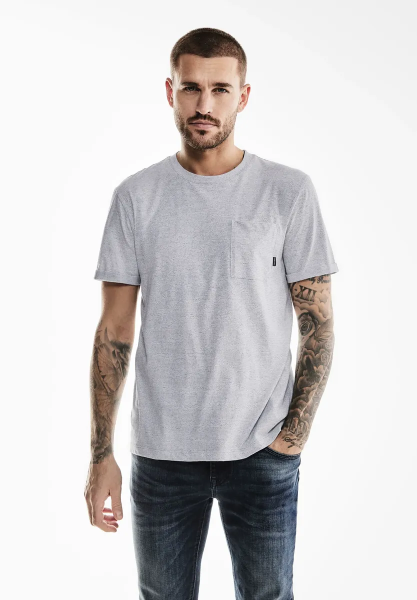 

STREET ONE MEN рубашка с круглым вырезом, с круглым вырезом, белый
